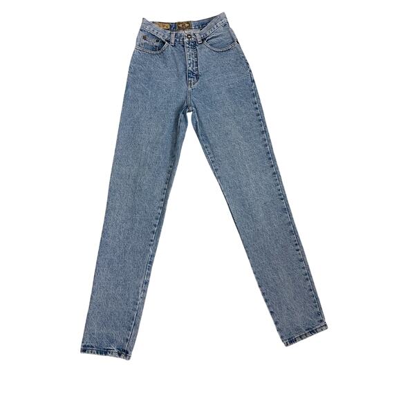 Express EXP No 4 Vintage Acid Wash USA Tapered High Waist Mom Jeans Size 3 - Picture 5 of 7